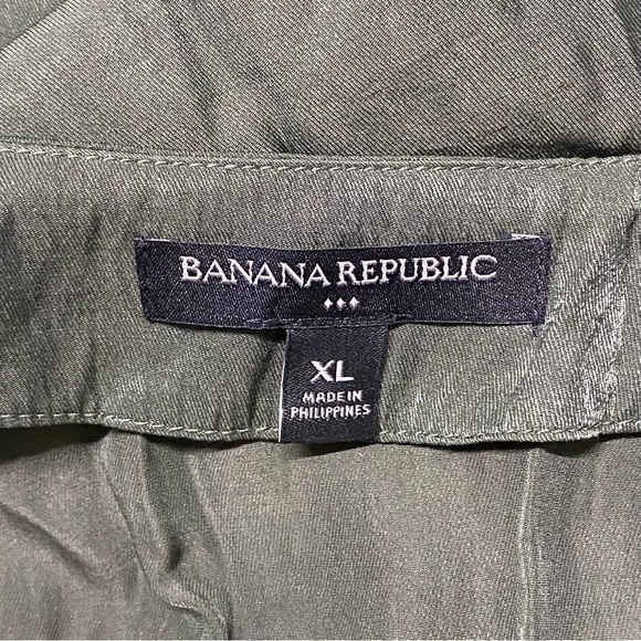 Banana Republic Shiny Twill Faux Wrap Midi Dress in Dark Umber Green XL - Picture 4 of 6